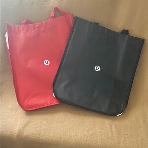 Lululemon Reusable Red and Black Tote Bags - Large